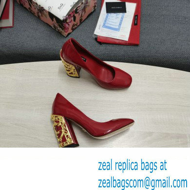 Dolce  &  Gabbana Logo Heel 10.5cm Patent leather Pumps Red 2022